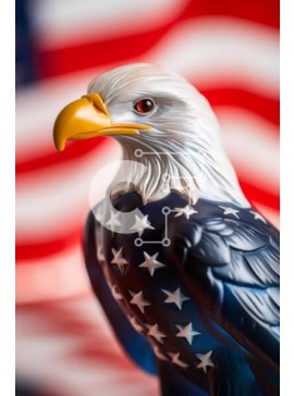 Intra Συλλεκτικό Ξύλινο Παζλ Plywood  4mm - Άγαλμα του αετού με την αμερικανική σημαία στο φόντο Σε Ξύλινο Κουτί - Διαστάσεις: 10x10 cm – 25 κομμάτια