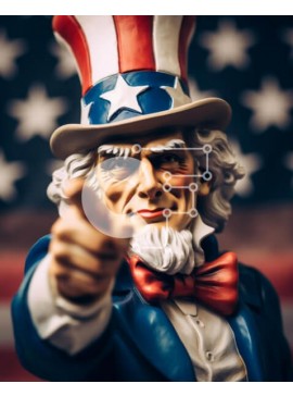 Intra Συλλεκτικό Ξύλινο Παζλ Plywood  4mm - Άγαλμα του θείου Σαμ που δείχνει την κάμερα Σε Ξύλινο Κουτί - Διαστάσεις Puzzle: 10x10 cm – 25 κομμάτια