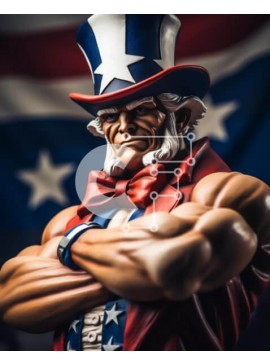 Intra Συλλεκτικό Ξύλινο Παζλ Plywood  4mm - Πατριωτικό άγαλμα θείου με αμερικανική σημαία Σε Ξύλινο Κουτί - Διαστάσεις Puzzle: 10x10 cm – 25 κομμάτια