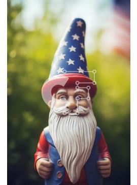 Intra Συλλεκτικό Ξύλινο Παζλ Plywood  4mm - Πατριωτικό στοιχειό με καπέλο αμερικανικής σημαίας στον κήπο Σε Ξύλινο Κουτί - Διαστάσεις Puzzle: 10x10 cm – 25 κομμάτια