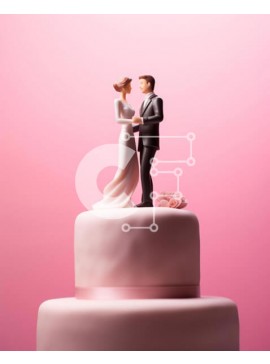 Intra Συλλεκτικό Ξύλινο Παζλ Plywood  4mm - Ρομαντική γαμήλια τούρτα με ειδώλια νύφης και γαμπρού Σε Ξύλινο Κουτί - Διαστάσεις Puzzle: 10x10 cm – 25 κομμάτια
