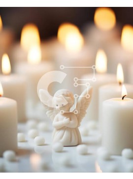 Intra Συλλεκτικό Ξύλινο Παζλ Plywood  4mm - Λευκό ειδώλιο αγγέλου και αναμμένα κεριά Σε Ξύλινο Κουτί - Διαστάσεις Puzzle: 10x10 cm – 25 κομμάτια