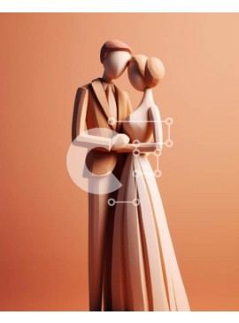 Intra Συλλεκτικό Ξύλινο Παζλ Plywood  4mm - 3D μοντέλο από ξύλινα ειδώλια νύφης και γαμπρού Σε Ξύλινο Κουτί - Διαστάσεις Puzzle: 10x10 cm – 25 κομμάτια