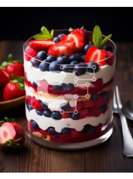 Σετ των 2 Intra Συλλεκτικό Ξύλινο Παζλ Plywood  4mm - Νόστιμο Fruit Trifle Bowl με φρέσκα μούρα Σε Ξύλινο Κουτί - Διαστάσεις: 10x10 cm – 25 κομμάτια