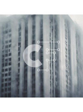 Intra Συλλεκτικό Ξύλινο Παζλ Plywood  4mm - Ουρανοξύστης σε ομιχλώδη καιρό με άτομο που κοιτάζει ψηλά Σε Ξύλινο Κουτί - Διαστάσεις Puzzle: 10x10 cm – 25 κομμάτια