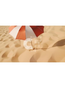 Intra Συλλεκτικό Ξύλινο Παζλ Plywood  4mm - Πορτοκαλιά και άσπρη ομπρέλα στο τοπίο της ερήμου Σε Ξύλινο Κουτί - Διαστάσεις: 10x10 cm – 25 κομμάτια