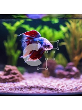 Intra Συλλεκτικό Ξύλινο Παζλ Plywood  4mm - Σιαμέζικο γατόψαρο σε ενυδρείο με φυτά και βράχους Σε Ξύλινο Κουτί - Διαστάσεις: 10x10 cm – 25 κομμάτια