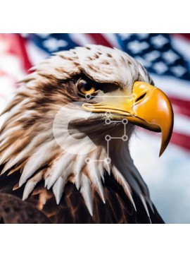 Intra Συλλεκτικό Ξύλινο Παζλ Plywood  4mm - Φαλακρός αετός μπροστά από την αμερικανική σημαία Σε Ξύλινο Κουτί - Διαστάσεις: 10x10 cm – 25 κομμάτια
