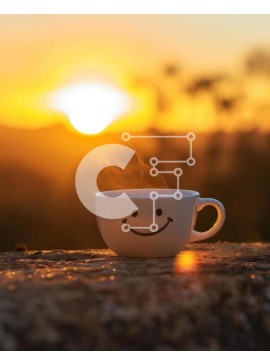 Σετ των 2 Intra Συλλεκτικό Ξύλινο Παζλ Plywood  4mm - Smiley Face Coffee Cup στο ηλιοβασίλεμα Σε Ξύλινο Κουτί - Διαστάσεις: 10x10 cm – 25 κομμάτια