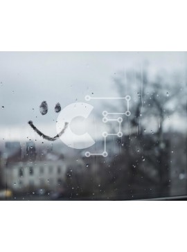 Intra Συλλεκτικό Ξύλινο Παζλ Plywood  4mm - Smiley Face σε Rainy Window Glass Σε Ξύλινο Κουτί - Διαστάσεις Puzzle: 10x10 cm – 25 κομμάτια
