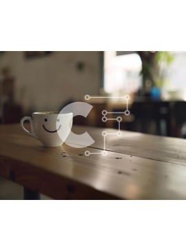 Σετ των 2 Intra Συλλεκτικό Ξύλινο Παζλ Plywood  4mm - Διασκεδαστικό φλιτζάνι καφέ Smiley Face σε ξύλινο τραπέζι Σε Ξύλινο Κουτί - Διαστάσεις: 10x10 cm – 25 κομμάτια