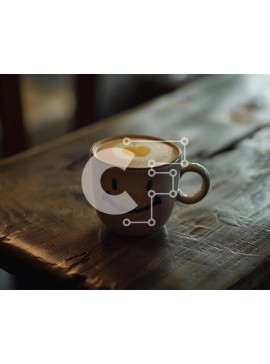 Σετ των 2 Intra Συλλεκτικό Ξύλινο Παζλ Plywood  4mm - Φλιτζάνι καφέ με Latte Art σε ξύλινο τραπέζι Σε Ξύλινο Κουτί - Διαστάσεις: 10x10 cm – 25 κομμάτια