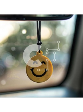 Intra Συλλεκτικό Ξύλινο Παζλ Plywood  4mm - Κίτρινο χαμογελαστό αποσμητικό χώρου κρέμεται στο αυτοκίνητο Σε Ξύλινο Κουτί - Διαστάσεις Puzzle: 10x10 cm – 25 κομμάτια