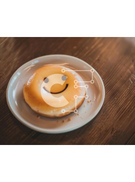 Σετ των 2 Intra Συλλεκτικό Ξύλινο Παζλ Plywood  4mm - Ντόνατ με χαμογελαστό πρόσωπο σε λευκό πιάτο Σε Ξύλινο Κουτί - Διαστάσεις: 10x10 cm – 25 κομμάτια