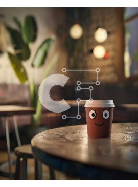 Intra Συλλεκτικό Ξύλινο Παζλ Plywood  4mm - Φλιτζάνι καφέ με χαμογελαστό πρόσωπο σε ξύλινο τραπέζι στην τραπεζαρία Σε Ξύλινο Κουτί - Διαστάσεις Puzzle: 10x10 cm – 25 κομμάτια