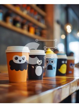 Σετ των 2 Intra Συλλεκτικό Ξύλινο Παζλ Plywood  4mm - Πολύχρωμα φλιτζάνια καφέ με σχέδια ζώων και κινούμενων σχεδίων Σε Ξύλινο Κουτί - Διαστάσεις: 10x10 cm – 25 κομμάτια