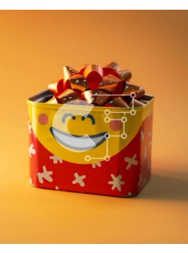 Σετ των 2 Intra Συλλεκτικό Ξύλινο Παζλ Plywood  4mm - Κόκκινο και κίτρινο τσίγκινο κουτί γεμάτο με διάφορα γλυκά και καραμέλες Σε Ξύλινο Κουτί - Διαστάσεις: 10x10 cm – 25 κομμάτια