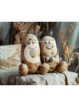 Intra Συλλεκτικό Ξύλινο Παζλ Plywood  4mm - Ειδώλια από πατάτα ντυμένα για πάρτι αρραβώνων ή δεξίωση γάμου Σε Ξύλινο Κουτί - Διαστάσεις Puzzle: 10x10 cm – 25 κομμάτια