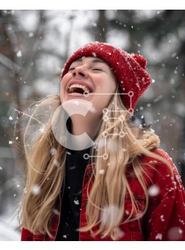 Intra Συλλεκτικό Ξύλινο Παζλ Plywood  4mm - Γυναίκα που γελά στο χιόνι Σε Ξύλινο Κουτί - Διαστάσεις Puzzle: 10x10 cm – 25 κομμάτια