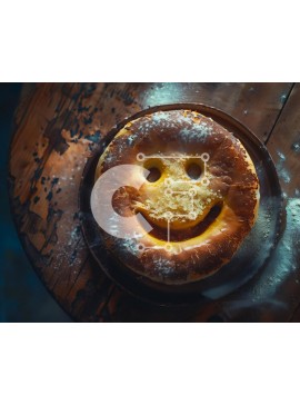 Σετ των 2 Intra Συλλεκτικό Ξύλινο Παζλ Plywood  4mm - Χαμογελαστό ψωμί σε σχήμα προσώπου σε ξύλινο τραπέζι Σε Ξύλινο Κουτί - Διαστάσεις: 10x10 cm – 25 κομμάτια