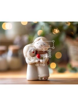 Intra Συλλεκτικό Ξύλινο Παζλ Plywood  4mm - Ειδώλιο ηλικιωμένου ζευγαριού που αγκαλιάζεται στο ζεστό φως Σε Ξύλινο Κουτί - Διαστάσεις Puzzle: 10x10 cm – 25 κομμάτια