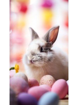 Intra Συλλεκτικό Ξύλινο Παζλ Plywood  4mm - Λευκό Πασχαλινό λαγουδάκι με πολύχρωμα αυγά Σε Ξύλινο Κουτί - Διαστάσεις Puzzle: 10x10 cm – 25 κομμάτια