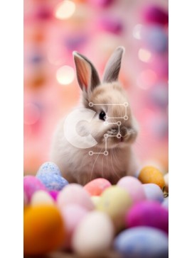 Σετ των 2 Intra Συλλεκτικό Ξύλινο Παζλ Plywood  4mm - Λευκό λαγουδάκι με πολύχρωμα πασχαλινά αυγά Σε Ξύλινο Κουτί - Διαστάσεις: 10x10 cm – 25 κομμάτια