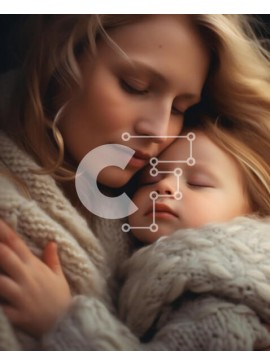 Intra Συλλεκτικό Ξύλινο Παζλ Plywood  4mm - Μητέρα και παιδί στριμώχνονταν μαζί με ένα κομψό πουλόβερ Σε Ξύλινο Κουτί - Διαστάσεις Puzzle: 10x10 cm – 25 κομμάτια