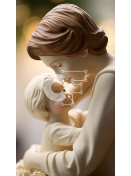 Intra Συλλεκτικό Ξύλινο Παζλ Plywood  4mm - Άγαλμα μητέρας και παιδιού που αγκαλιάζουν Σε Ξύλινο Κουτί - Διαστάσεις Puzzle: 10x10 cm – 25 κομμάτια