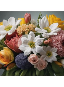 Intra Συλλεκτικό Ξύλινο Παζλ Plywood  4mm - Ζωντανό μπουκέτο από πολύχρωμα λουλούδια Σε Ξύλινο Κουτί - Διαστάσεις: 10x10 cm – 25 κομμάτια