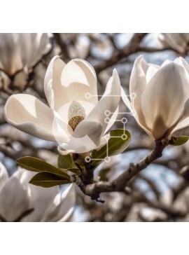 Intra Συλλεκτικό Ξύλινο Παζλ Plywood  4mm - Κοντινό πλάνο λευκών λουλουδιών μανόλιας που ανθίζουν στη βελανιδιά Σε Ξύλινο Κουτί - Διαστάσεις: 10x10 cm – 25 κομμάτια