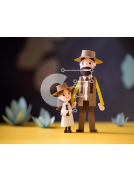 Intra Συλλεκτικό Ξύλινο Παζλ Plywood  4mm - Αποκόμματα χαρτιού ηλικιωμένου άνδρα και κόρης στη φύση Σε Ξύλινο Κουτί - Διαστάσεις Puzzle: 10x10 cm – 25 κομμάτια