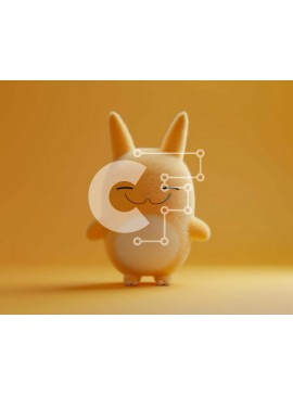 Intra Συλλεκτικό Ξύλινο Παζλ Plywood  4mm - Χαμογελώντας κίτρινο παιχνίδι λαγουδάκι σε πορτοκαλί φόντο Σε Ξύλινο Κουτί - Διαστάσεις: 10x10 cm – 25 κομμάτια