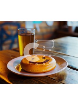 Σετ των 2 Intra Συλλεκτικό Ξύλινο Παζλ Plywood  4mm - Smiley Face ντόνατ και μπύρα σε ένα τραπέζι Σε Ξύλινο Κουτί - Διαστάσεις: 10x10 cm – 25 κομμάτια