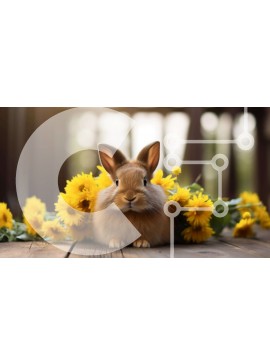 Intra Συλλεκτικό Ξύλινο Παζλ Plywood  4mm - Καφέ λαγουδάκι στο πεδίο ηλίανθου Σε Ξύλινο Κουτί - Διαστάσεις: 10x10 cm – 25 κομμάτια