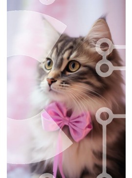 Σετ των 2 Intra Συλλεκτικό Ξύλινο Παζλ Plywood  4mm - Κομψή γκρι και λευκή γάτα με ροζ φιόγκο Σε Ξύλινο Κουτί - Διαστάσεις: 10x10 cm – 25 κομμάτια