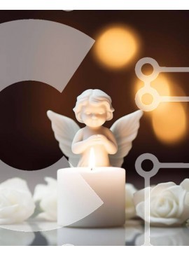 Intra Συλλεκτικό Ξύλινο Παζλ Plywood  4mm - Λευκό κερί με ειδώλιο αγγέλου και τριαντάφυλλα Σε Ξύλινο Κουτί - Διαστάσεις Puzzle: 10x10 cm – 25 κομμάτια