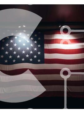 Intra Συλλεκτικό Ξύλινο Παζλ Plywood  4mm - Μεγάλη αμερικανική σημαία σε φωτισμένο δωμάτιο Σε Ξύλινο Κουτί - Διαστάσεις Puzzle: 10x10 cm – 25 κομμάτια