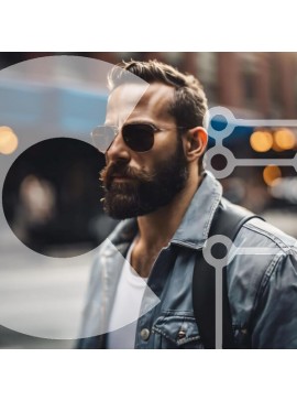 Intra Συλλεκτικό Ξύλινο Παζλ Plywood  4mm - Κομψός άνδρας με τζιν μπουφάν που περπατά στο δρόμο Σε Ξύλινο Κουτί - Διαστάσεις Puzzle: 10x10 cm – 25 κομμάτια