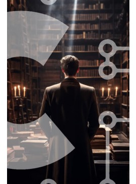 Intra Συλλεκτικό Ξύλινο Παζλ Plywood  4mm - Άτομο στη βιβλιοθήκη που κοιτάζει τα βιβλία Σε Ξύλινο Κουτί - Διαστάσεις Puzzle: 10x10 cm – 25 κομμάτια