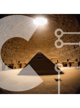 Intra Συλλεκτικό Ξύλινο Παζλ Plywood  4mm - Αρχαία δομή πυραμίδας με γύρω πάγκους Σε Ξύλινο Κουτί - Διαστάσεις Puzzle: 10x10 cm – 25 κομμάτια