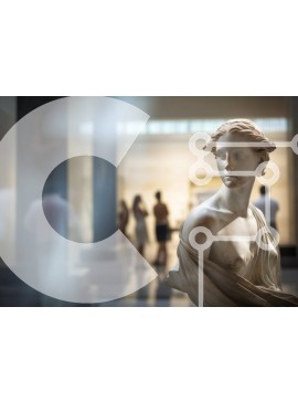 Intra Συλλεκτικό Ξύλινο Παζλ Plywood  4mm - Προτομή Αρχαίου Ελληνικού Αγάλματος με Επισκέπτες Σε Ξύλινο Κουτί - Διαστάσεις Puzzle: 10x10 cm – 25 κομμάτια