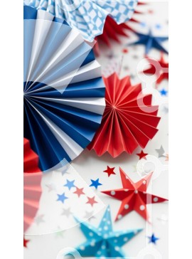 Intra Συλλεκτικό Ξύλινο Παζλ Plywood  4mm - Patriotic Paper Fans με Κόκκινα, Λευκά και Μπλε αστέρια Σε Ξύλινο Κουτί - Διαστάσεις Puzzle: 10x10 cm – 25 κομμάτια