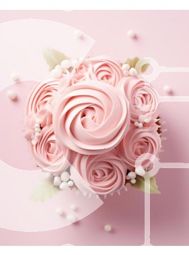 Σετ των 2 Intra Συλλεκτικό Ξύλινο Παζλ Plywood  4mm - Ροζ Cupcake με τριαντάφυλλα και λευκό παγωμένο Σε Ξύλινο Κουτί - Διαστάσεις: 10x10 cm – 25 κομμάτια