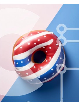 Σετ των 2 Intra Συλλεκτικό Ξύλινο Παζλ Plywood  4mm - Πατριωτικό ντόνατ αμερικανικής σημαίας Σε Ξύλινο Κουτί - Διαστάσεις: 10x10 cm – 25 κομμάτια