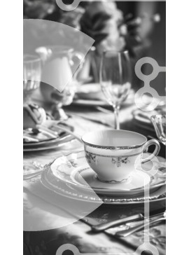 Intra Συλλεκτικό Ξύλινο Παζλ Plywood  4mm - Κομψό σετ τραπεζαρίας με πιάτα, φλιτζάνια και ασημικά Σε Ξύλινο Κουτί - Διαστάσεις Puzzle: 10x10 cm – 25 κομμάτια