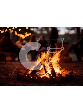 Intra Συλλεκτικό Ξύλινο Παζλ Plywood  4mm - Νυχτερινή συγκέντρωση φωτιάς Σε Ξύλινο Κουτί - Διαστάσεις Puzzle: 10x10 cm – 25 κομμάτια