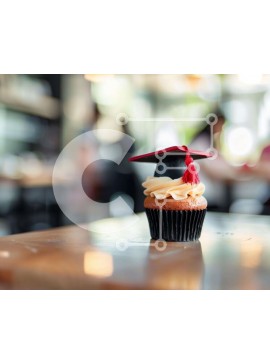 Σετ των 2 Intra Συλλεκτικό Ξύλινο Παζλ Plywood  4mm - Αποφοίτηση Cupcake σε ξύλινο τραπέζι με ανθρώπους Σε Ξύλινο Κουτί - Διαστάσεις: 10x10 cm – 25 κομμάτια