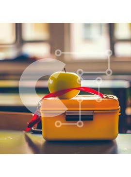 Σετ των 2 Intra Συλλεκτικό Ξύλινο Παζλ Plywood  4mm - Κίτρινο κουτί γεύματος με φρέσκο ​​μήλο Σε Ξύλινο Κουτί - Διαστάσεις: 10x10 cm – 25 κομμάτια