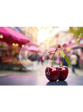 Σετ των 2 Intra Συλλεκτικό Ξύλινο Παζλ Plywood  4mm - Δύο κεράσια σε μια υπαίθρια αγορά Σε Ξύλινο Κουτί - Διαστάσεις: 10x10 cm – 25 κομμάτια